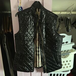 Burberry Black Quilted Vest with Glossy Finish